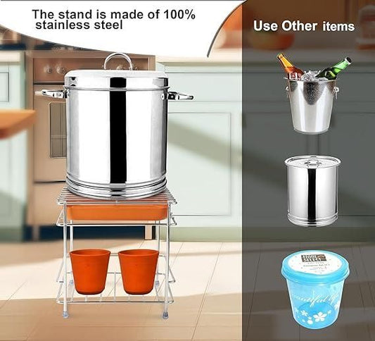 Heavy Steel Matka Stand with Tray – Sturdy Water Filter Base